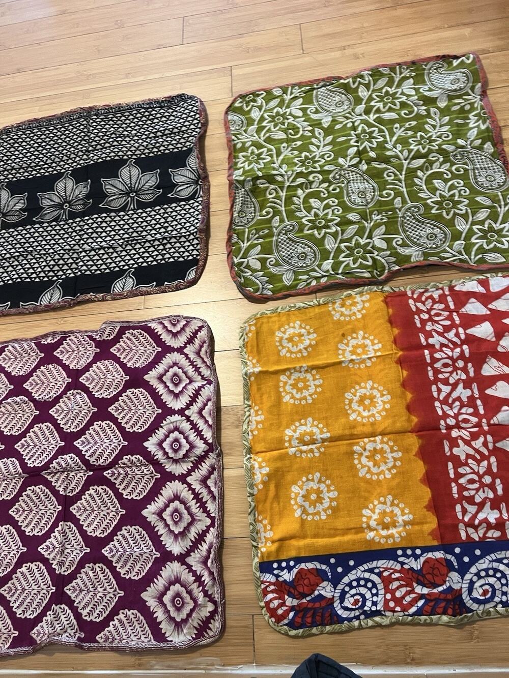 Worldfinds HANDKERCHIEFs 4PCs VINTAGE FLORAL COTTON 19x20” Colorful Boho Nature